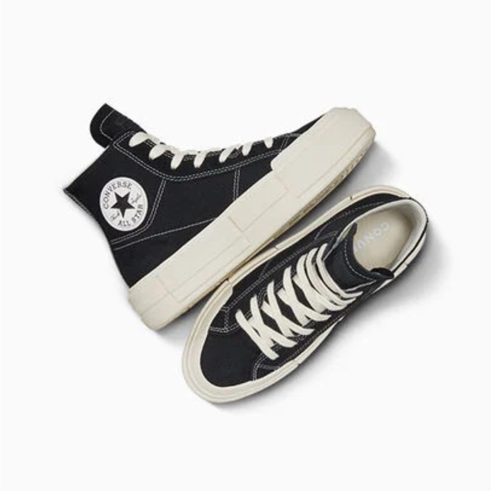 Converse Black and White High-Top Platform Sneakers